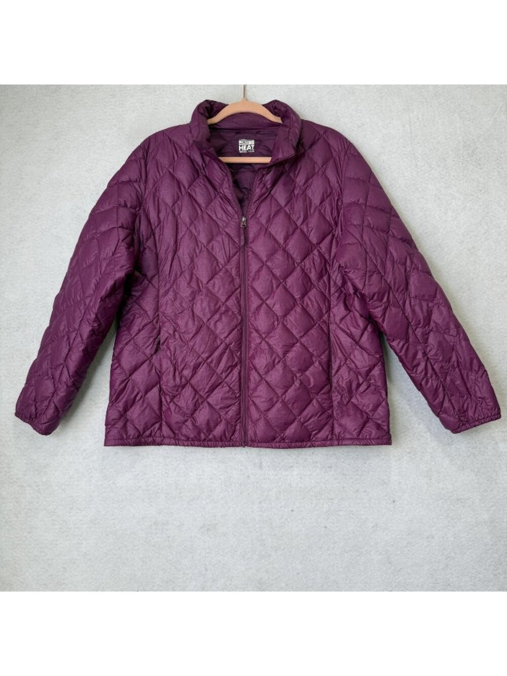 32 Degrees Heat Jacket Womens XL Purple Lightweight Down Puffer Quilted Zip